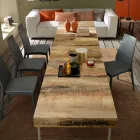 Măsuță de cafea transformabilă din lemn și metal negru, fabricată în Italia - Niverio Viadurini