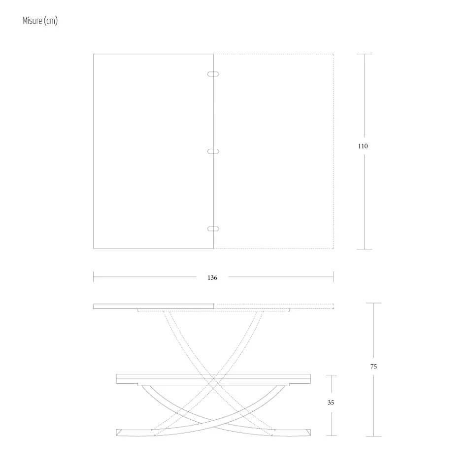 Masuta de cafea transformabila in masa din lemn fabricata in Italia - Aikido Viadurini