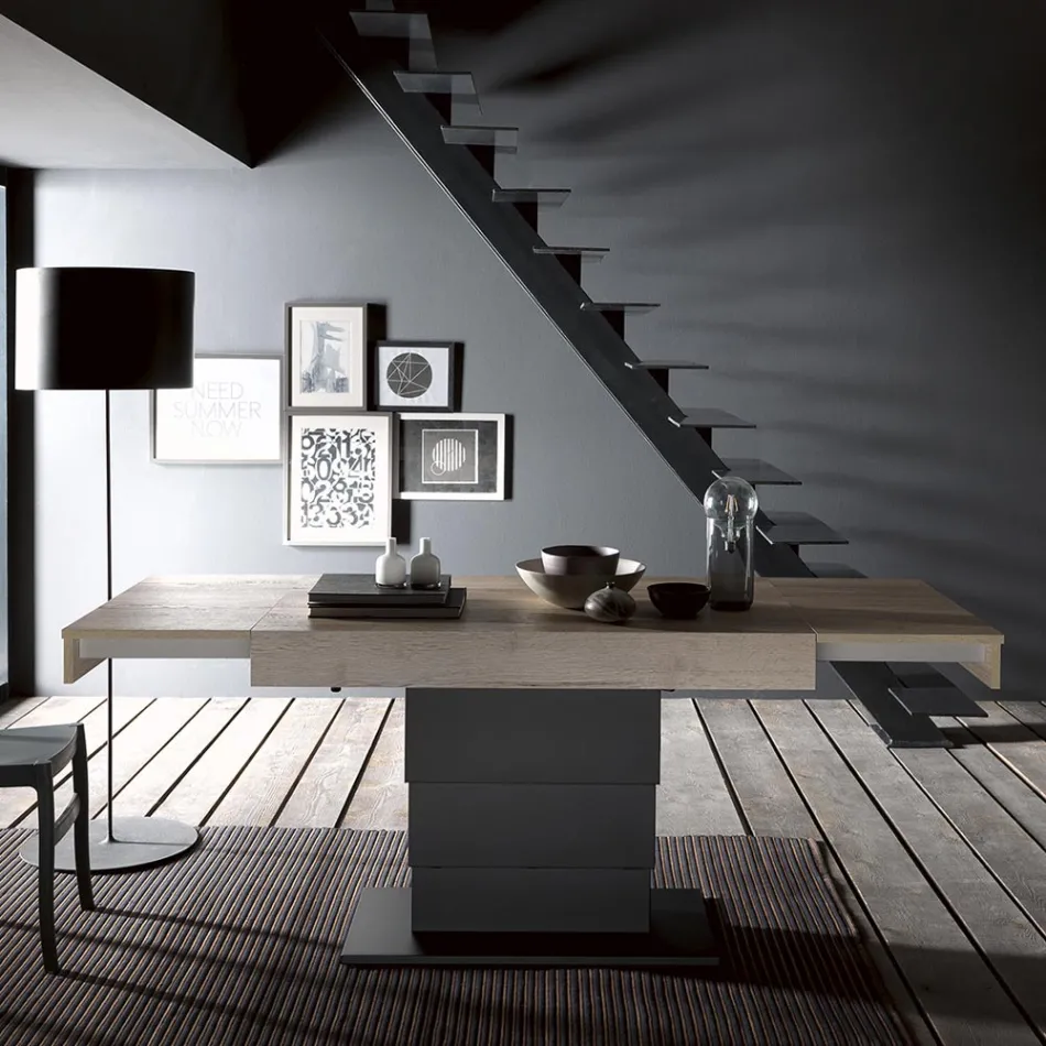 Masuta de cafea transformabila in masa din lemn fabricata in Italia - Polar Viadurini