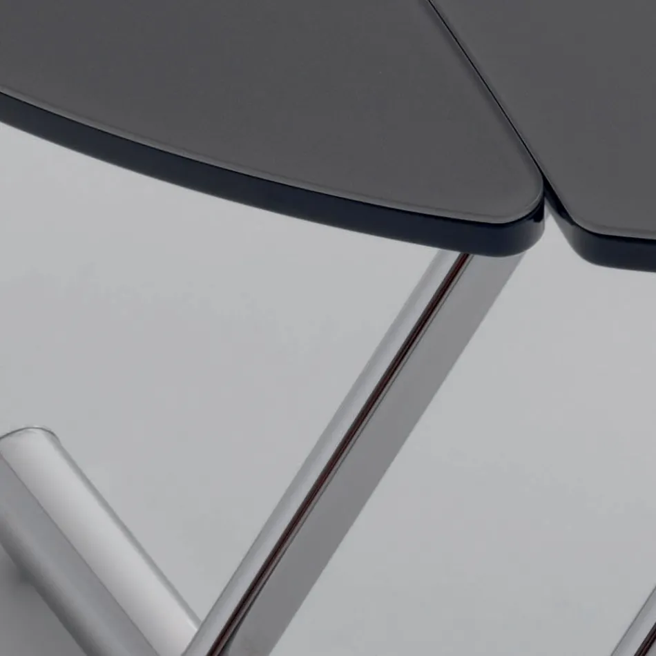 Masuta de cafea transformabila in masa rotunda din metal si sticla - Giordana Viadurini