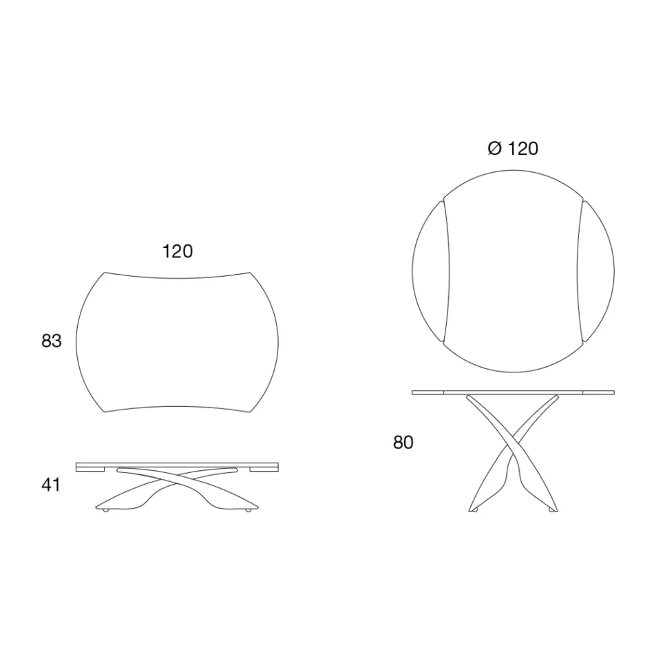 Masuta de cafea transformabila din metal si sticla Masuta de living - Giordano Viadurini