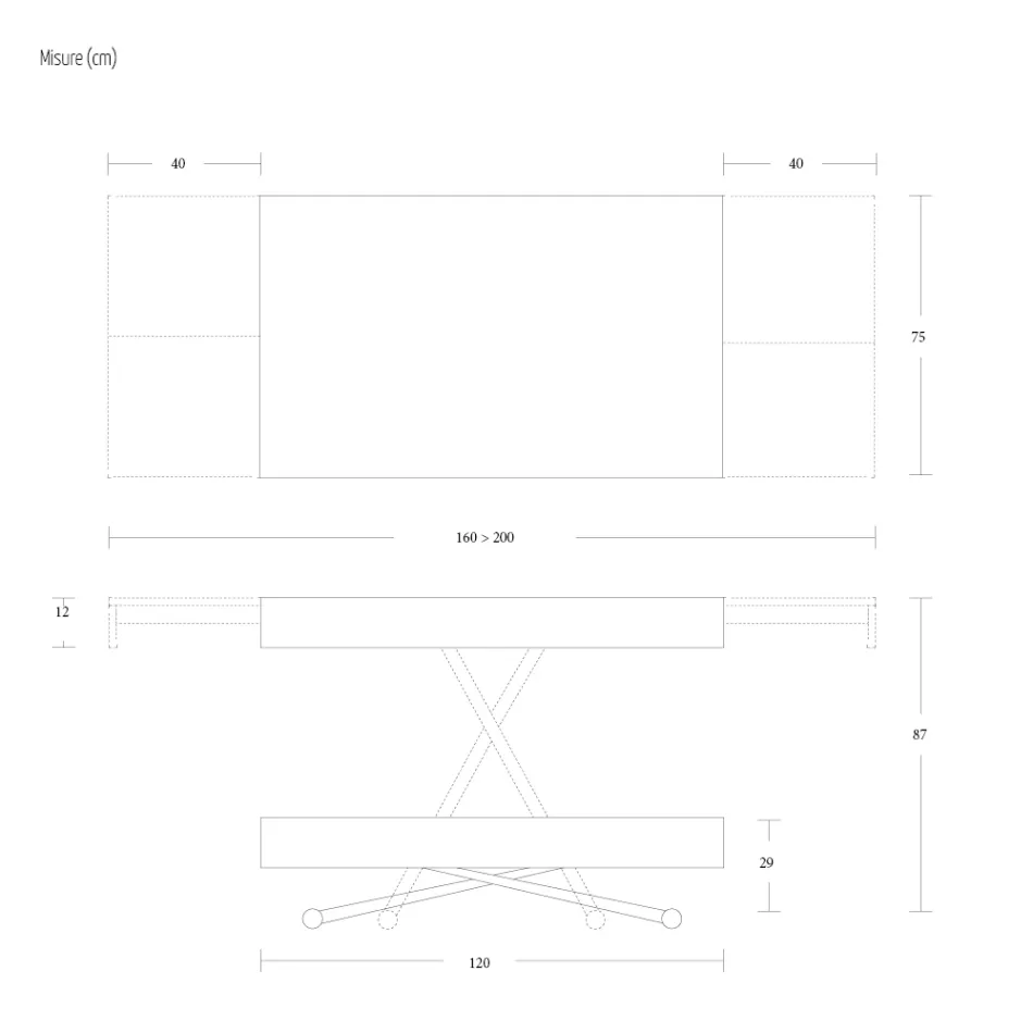 Masuta de cafea transformabila din metal si lemn Made in Italy - Polaris Viadurini