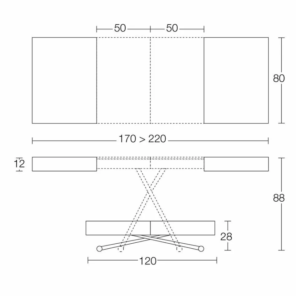 Măsuță de cafea modernă transformabilă cu efect de top Malta Made in Italy - Patroclus Viadurini
