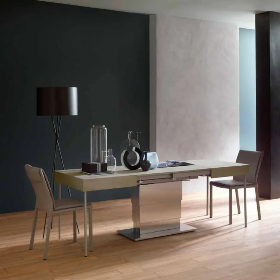 Masa de cafea moderna transformabila cu efect de mortar Top Made in Italy - Salomon Viadurini