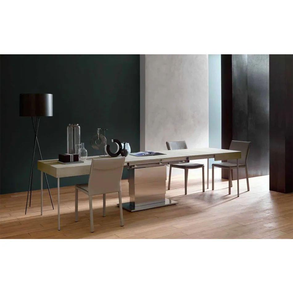 Masa de cafea moderna transformabila cu efect de mortar Top Made in Italy - Salomon Viadurini