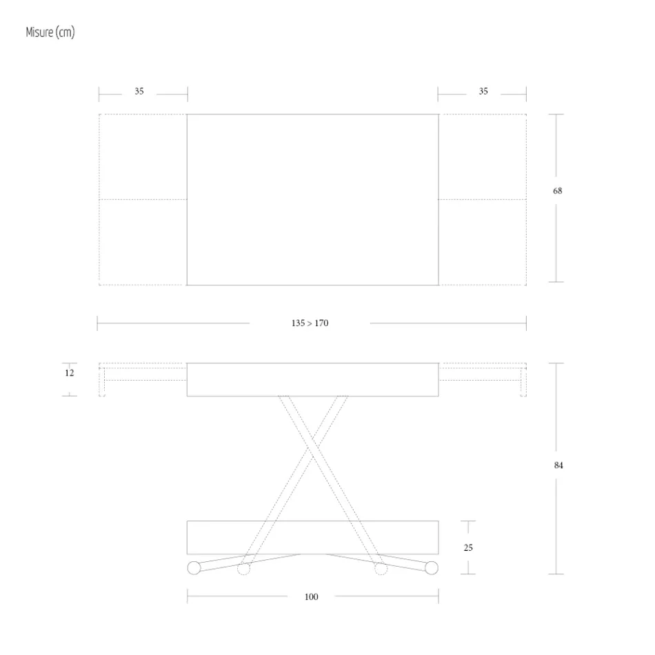 Masuta de cafea transformabila moderna din metal si lemn Made in Italy - Univers Viadurini