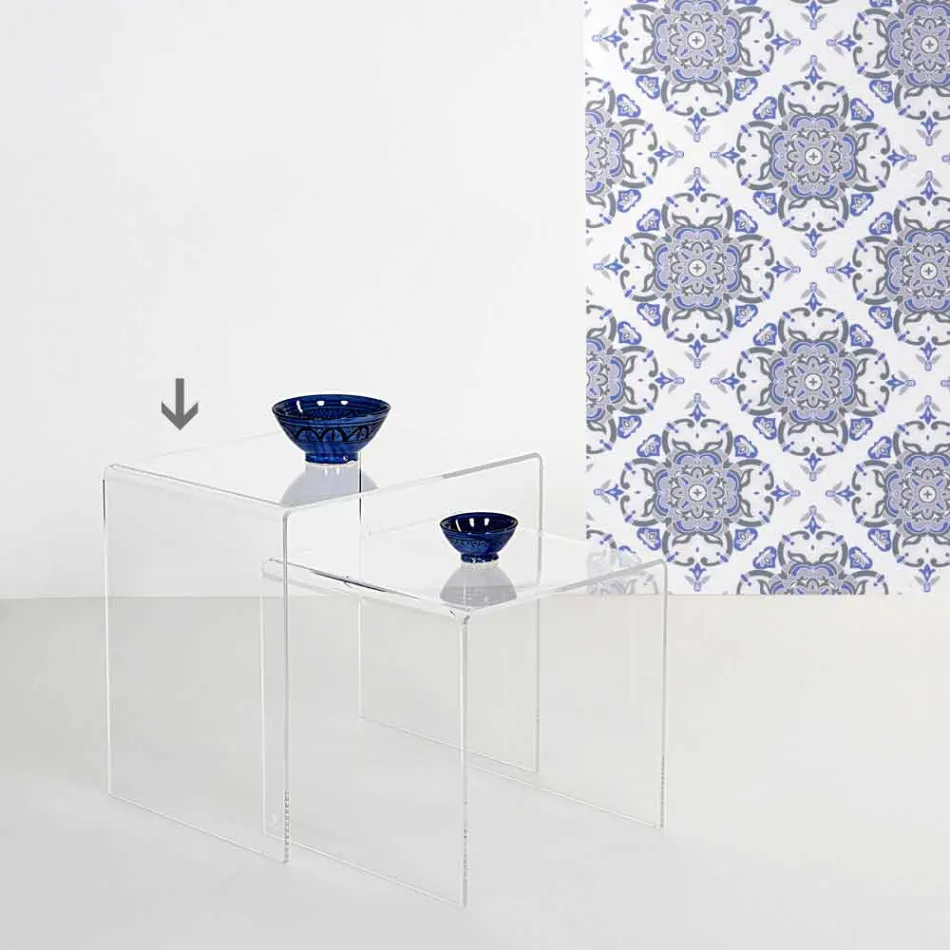 transparent, modern, masa de cafea de design 50x50cm Big Terry, a făcut în Italia Viadurini