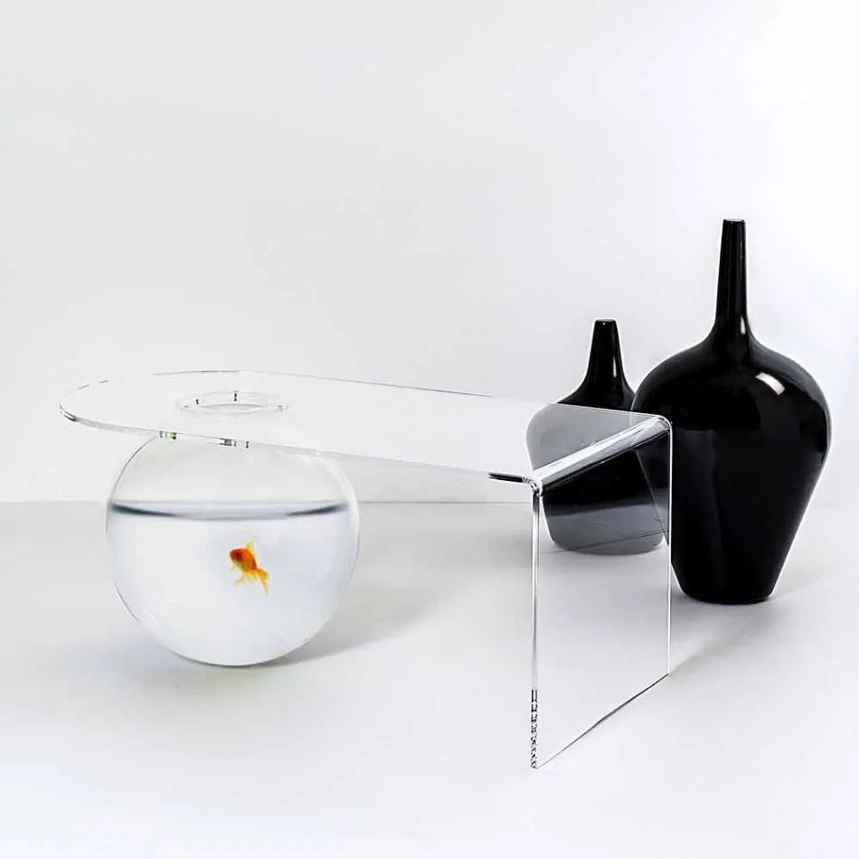 tabel transparent L90xH40xP48 cm design modern Bolly, realizate în Italia Viadurini