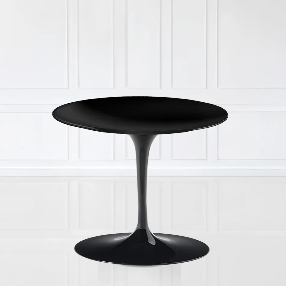 Masuta de cafea Eero Saarinen Tulip H 39 cu blat laminat lichid negru Made in Italy - Scarlet Viadurini