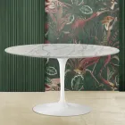 Masuta de cafea Tulip Eero Saarinen H 41 cu Blat Oval din Marmura Carrara Statuarietto Viadurini