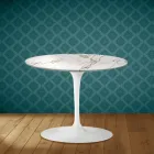 Masă de cafea Eero Saarinen Tulip H 41 în ceramică Aura 22 fabricată în Italia - Stacojiu Viadurini