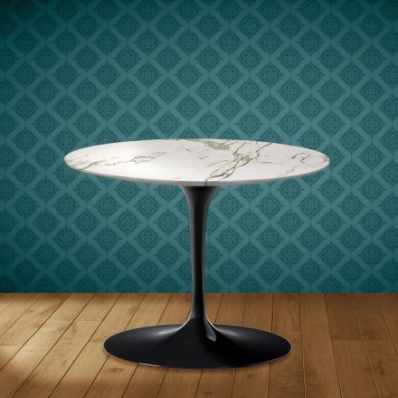 Masă de cafea Eero Saarinen Tulip H 41 în ceramică Aura 22 fabricată în Italia - Stacojiu Viadurini