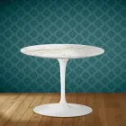Masă de cafea Eero Saarinen Tulip, 41 cm, în ceramică lustruită, fabricată în Italia - stacojiu Viadurini
