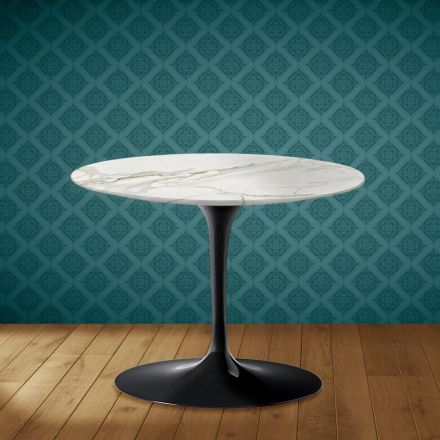 Masă de cafea Eero Saarinen Tulip, 41 cm, în ceramică lustruită, fabricată în Italia - stacojiu Viadurini