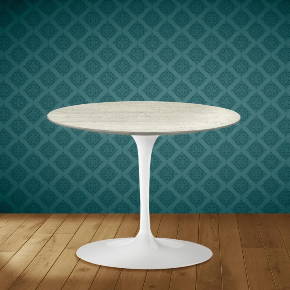 Masă de cafea Eero Saarinen Tulip H 41 în ceramică Marmorio Fabricată în Italia - Stacojiu Viadurini