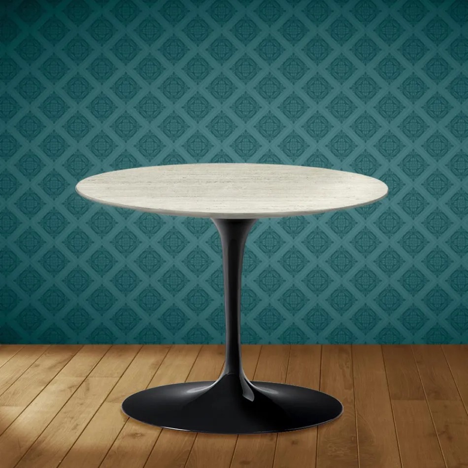 Masă de cafea Eero Saarinen Tulip H 41 în ceramică Marmorio Fabricată în Italia - Stacojiu Viadurini