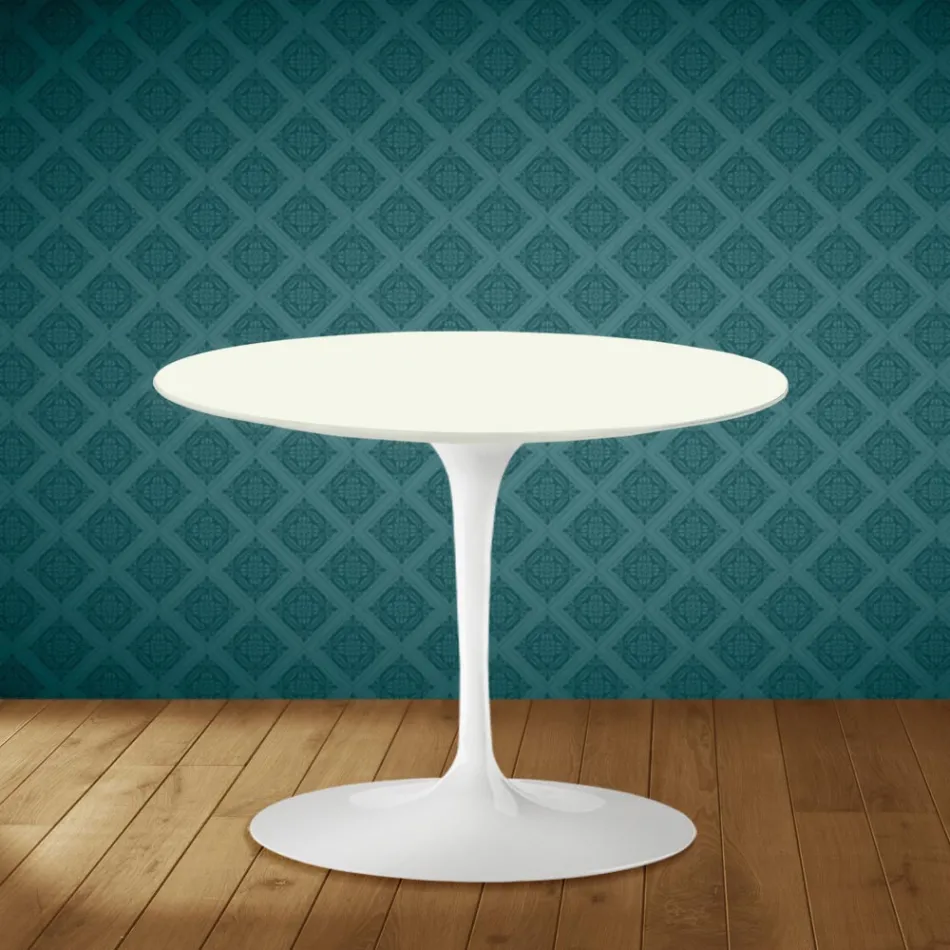 Masă de cafea Eero Saarinen Tulip H 41 în ceramică Moonè fabricată în Italia - Stacojiu Viadurini