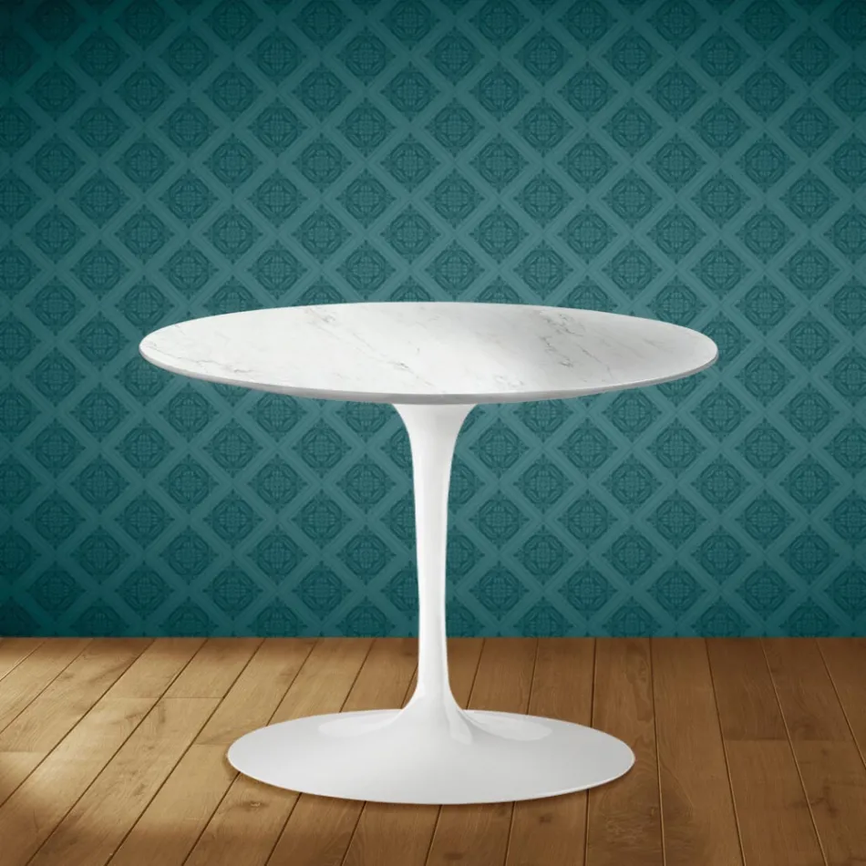 Masă de cafea Eero Saarinen Tulip H 41 în ceramică Salina fabricată în Italia - Stacojiu Viadurini
