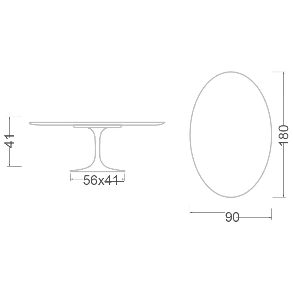 Masuta de cafea Tulip Eero Saarinen H 41 Ovala cu laminat lichid negru - Blat stacojiu Viadurini