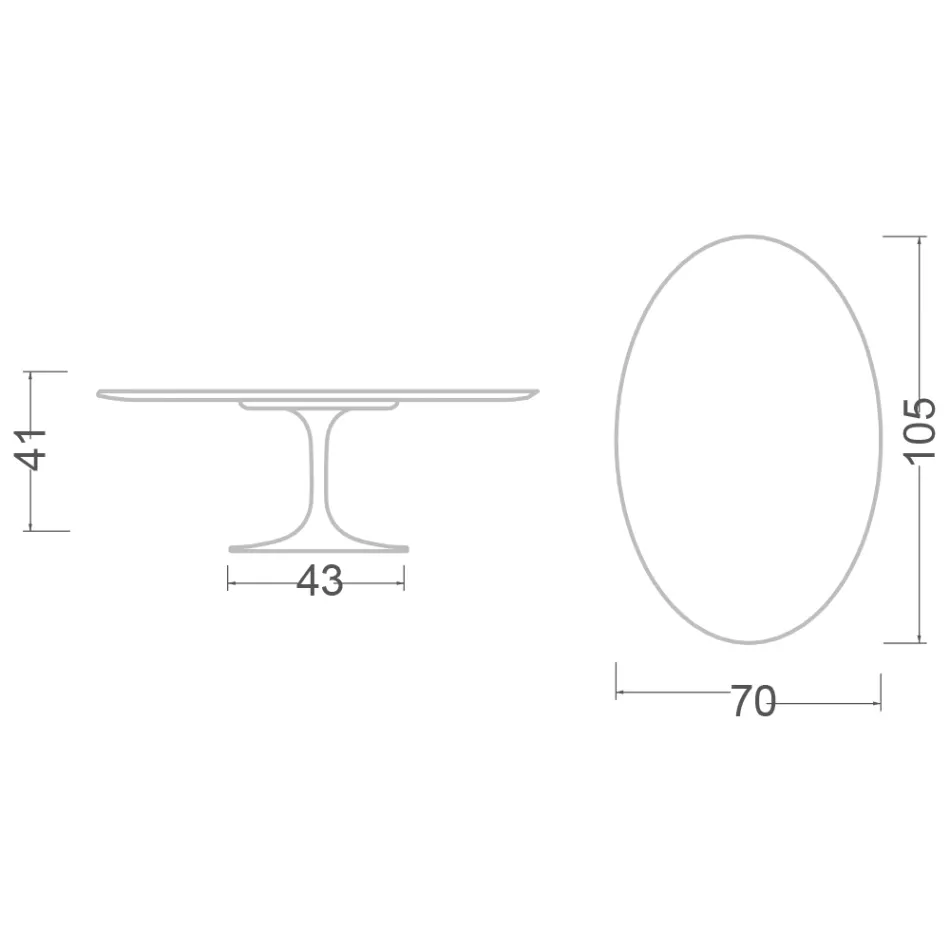 Eero Saarinen H 41 Masuta de cafea ovala lalea cu blat din marmura Arabescato Made in Italy - Stacojiu Viadurini