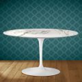 Masă de cafea ovală Eero Saarinen H 41 Tulip din ceramică Aura 22 fabricată în Italia - Stacojiu