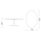 Masă de cafea ovală Eero Saarinen H 41 Tulip din ceramică Aura 22, fabricată în Italia - Stacojiu Viadurini