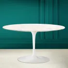 Eero Saarinen H 41 Masuta de cafea ovala lalea din ceramica Diamond Cream Made in Italy - Scarlet Viadurini