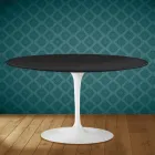 Masă de cafea Eero Saarinen Tulip H 41 ovală din ceramică Domoos fabricată în Italia - stacojiu Viadurini
