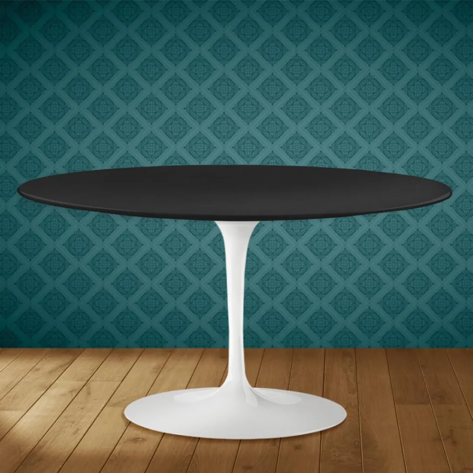 Masă de cafea Eero Saarinen Tulip H 41 ovală din ceramică Domoos fabricată în Italia - stacojiu Viadurini