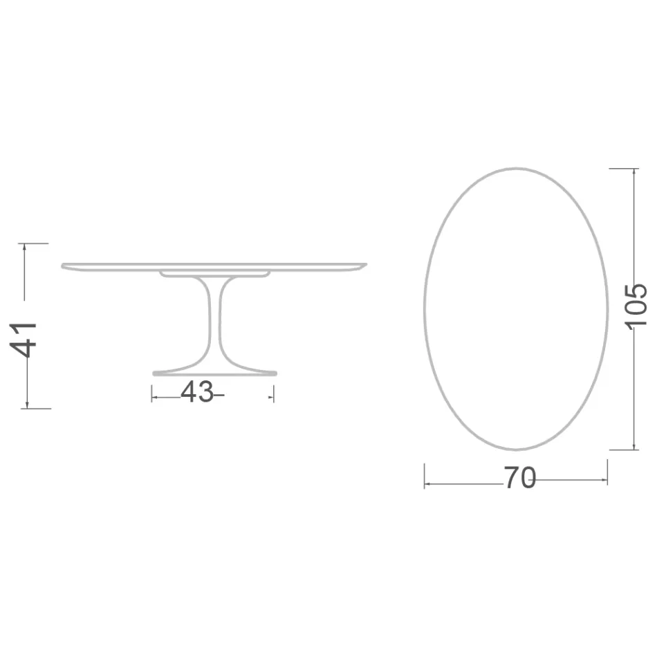 Masă de cafea Eero Saarinen Tulip H 41 ovală din ceramică Domoos fabricată în Italia - stacojiu Viadurini