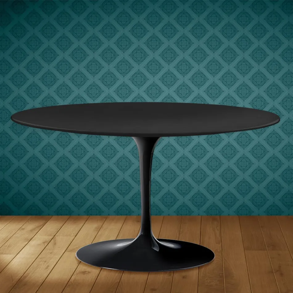 Masă de cafea Eero Saarinen Tulip H 41 ovală din ceramică Domoos fabricată în Italia - stacojiu Viadurini