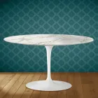 Masă de cafea Eero Saarinen Tulip H 41 ovală din ceramică lucioasă fabricată în Italia - stacojiu Viadurini