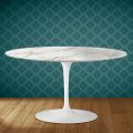 Masă de cafea Eero Saarinen Tulip H 41 ovală din ceramică lucioasă fabricată în Italia - stacojiu
