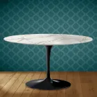 Masă de cafea Eero Saarinen Tulip H 41 ovală din ceramică lucioasă fabricată în Italia - stacojiu Viadurini