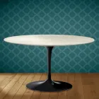Masă de cafea Eero Saarinen Tulip H 41 ovală din ceramică Marmorio fabricată în Italia - Stacojiu Viadurini
