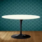 Masă de cafea Eero Saarinen Tulip H 41 ovală din ceramică Moonè fabricată în Italia - Stacojiu Viadurini