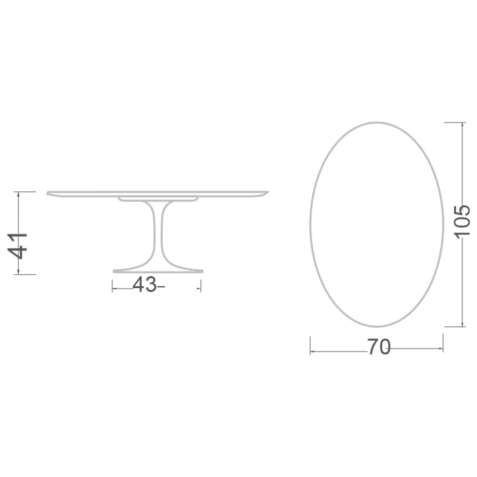 Masuta de cafea Tulip Eero Saarinen H 41 Oval in Ceramica Noir Desire Made in Italy - Stacojiu Viadurini
