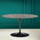 Eero Saarinen H 41 Masa de cafea ovala lalea din ceramica de piatra gri Made in Italy - Stacojiu Viadurini