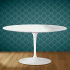 Masă de cafea Eero Saarinen Tulip, 41 cm, ovală, ceramică Salina, fabricată în Italia - stacojiu Viadurini