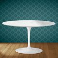 Masă de cafea Eero Saarinen Tulip, 41 cm, ovală, ceramică Salina, fabricată în Italia - stacojiu