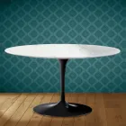 Masă de cafea Eero Saarinen Tulip, 41 cm, ovală, ceramică Salina, fabricată în Italia - stacojiu Viadurini