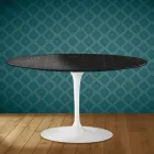 Masă de cafea ovală Eero Saarinen H 41 Tulip din ceramică Somnia, fabricată în Italia - Stacojiu Viadurini
