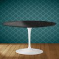 Masă de cafea ovală Eero Saarinen H 41 Tulip din ceramică Somnia, fabricată în Italia - Stacojiu