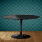 Masă de cafea ovală Eero Saarinen H 41 Tulip din ceramică Somnia, fabricată în Italia - Stacojiu Viadurini