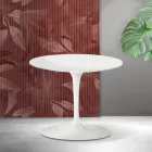 Masă de cafea Saarinen Tulip, H 39 cm, ceramică Florim albă mată - Scarlet Viadurini