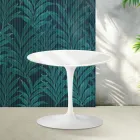 Masă de cafea Saarinen Tulip, înălțime 39 cm, ceramică Florim albă lucioasă - stacojiu Viadurini