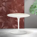 Masă de cafea Saarinen Tulip, H 39 cm, din ceramică Florim Calacatta aurie mată - Stacojiu Viadurini