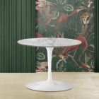 Masuta de cafea Tulip Saarinen H 39 cu Blat Oval din Marmura Arabesca Made in Italy - Stacojiu Viadurini