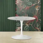 Masuta de cafea ovala Tulip Saarinen H 39 cu blat din marmura Statuarietto Carrara Viadurini