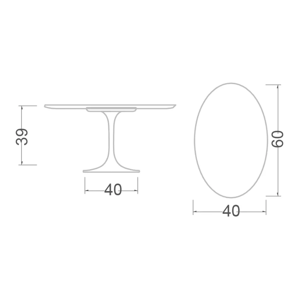 Masuta de cafea ovala Tulip Saarinen H 39 din marmura neagra MARquinia Fabricata in Italia Viadurini